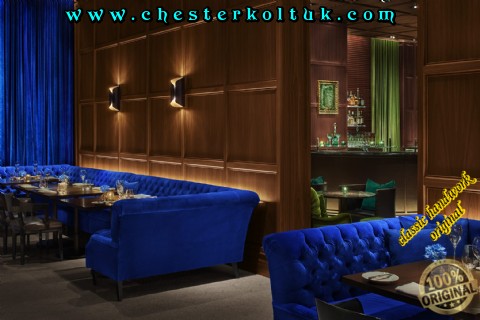 Lüks Restoran Koltuk Mobilya Masa Dekorasyonu Chester Koltuk