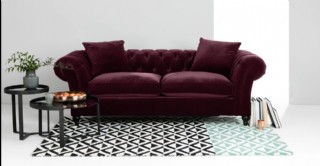 Pufidik Chester Kanepe Modeli Bordo Vişne Renk Kadife Chester Koltuk